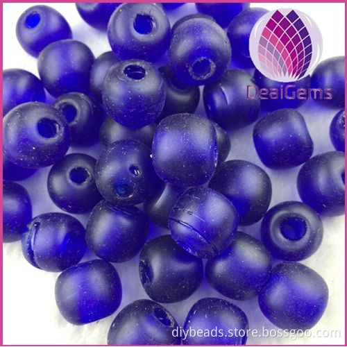 15x13mm blue buddha cylinder shape matte glass beads